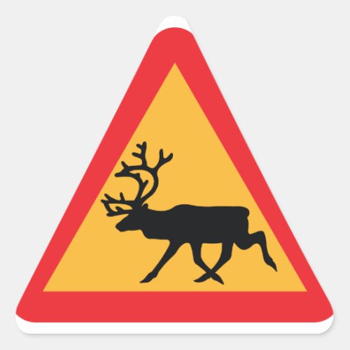 Caution Reindeer Swedish Traffic Sign Triangle Sticker
