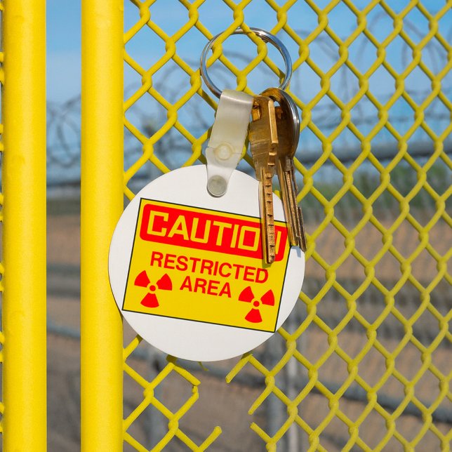 Caution Restricted Area Radiation Hazard Warning Keychain (Creator Uploaded)