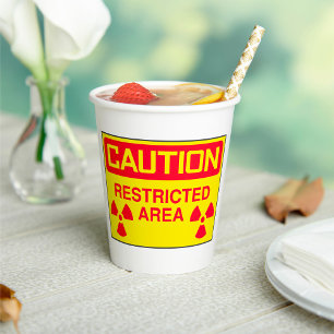Caution Restricted Area Radiation Hazard Warning Paper Cups