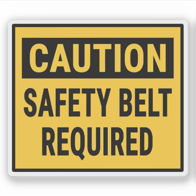 Caution Safety Belt Required Sticker (Front)