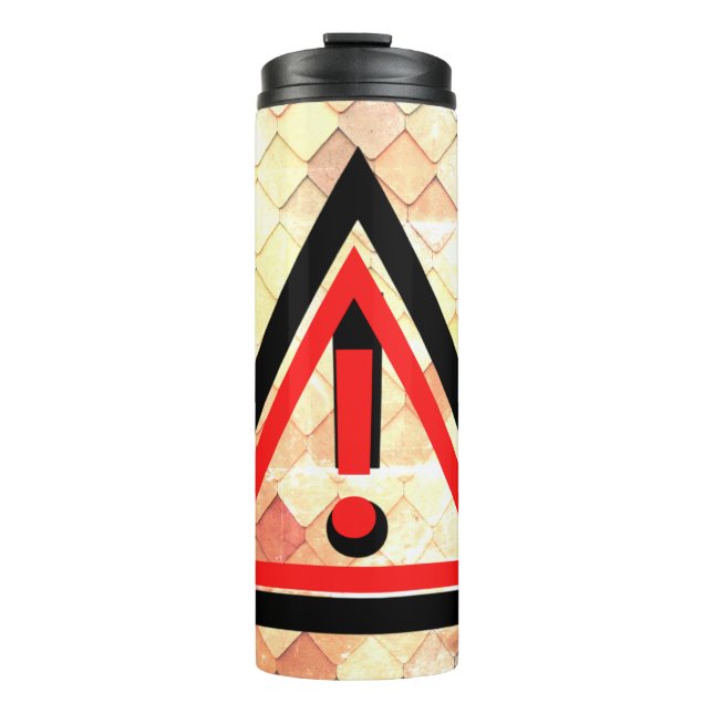 Caution Safety Symbol Red Color Triangle Shape  Thermal Tumbler (Front)