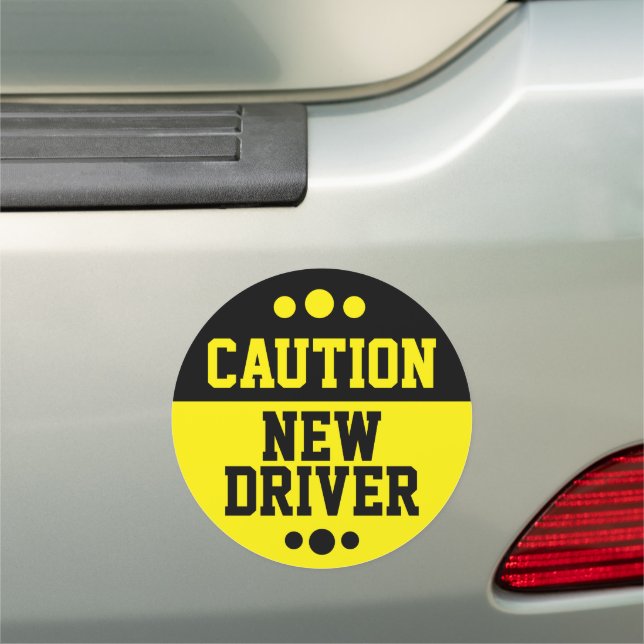 Caution Safety Yellow New Driver Car Magnet (In Situ)