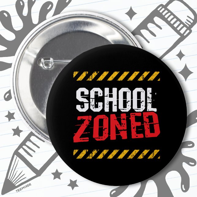 Caution School Zoned Traffic School Crossing Guard Button (Creator Uploaded)