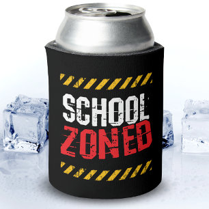 Caution School Zoned Traffic School Crossing Guard Can Cooler
