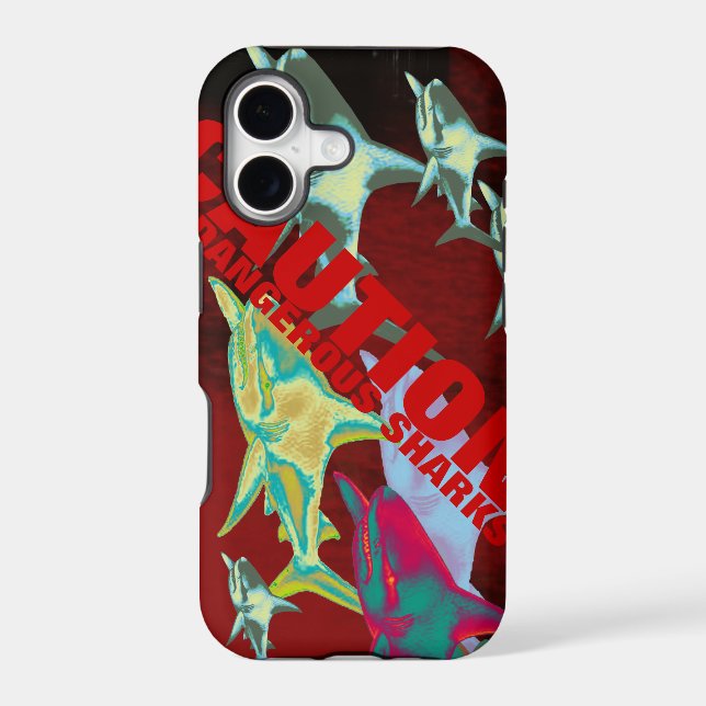 caution - sharks danger iphone case (Back)