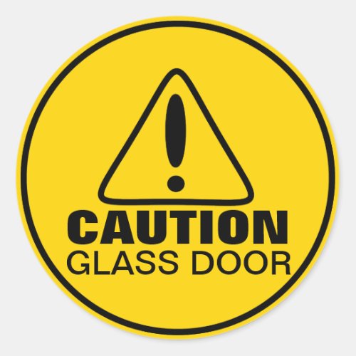 Caution Sign Glass Door Classic Round Sticker