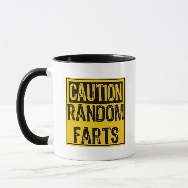 Caution Sign- Random Farts Yellow/Black Mug (Left)