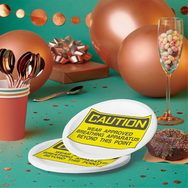 Caution Sign Wear Approved Breathing Apparatus  Paper Plates (Creator Uploaded)