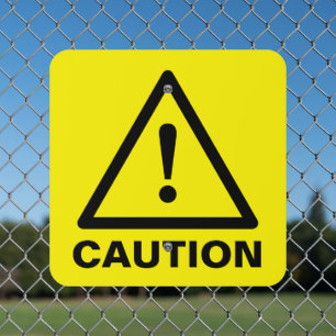Caution sign yellow with exclamation mark triangle