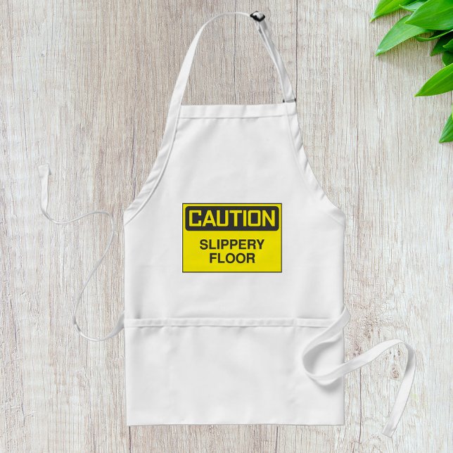 Caution Slipper Floor Sign Adult Apron (Creator Uploaded)