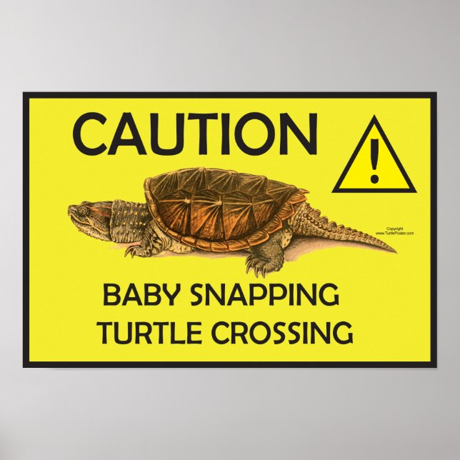 Caution Snapping Turtle Crossing Poster (Front)
