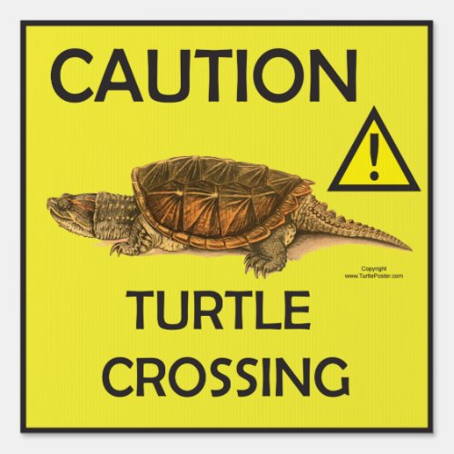 Caution Snapping Turtle Crossing Sign