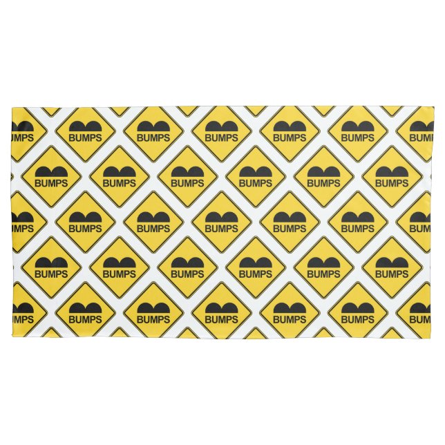 Caution Speed Bumps Funny Traffic Sign Pillow Case (Front-Left)