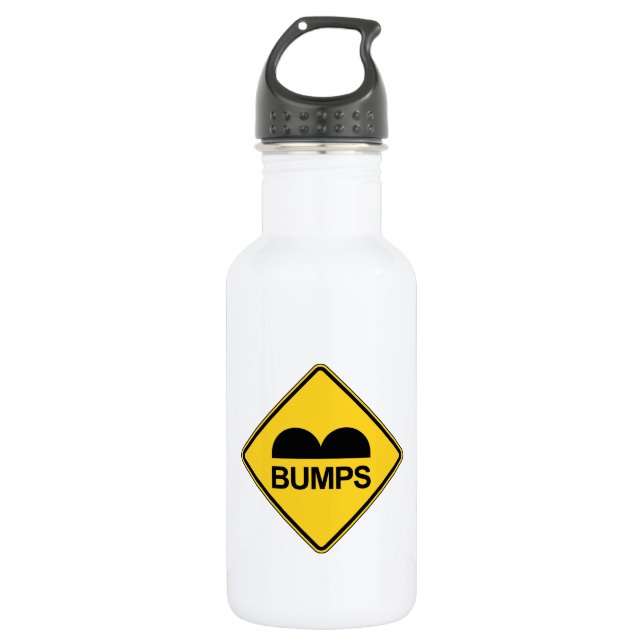 Caution Speed Bumps Funny Traffic Sign Water Bottle (Front)