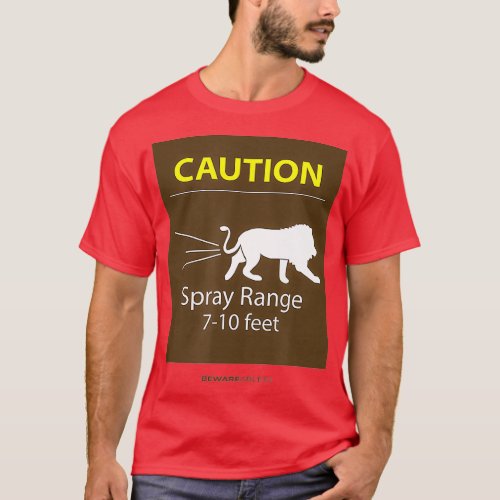 Caution spray range 7_10ft funny zoo animal poop T_Shirt
