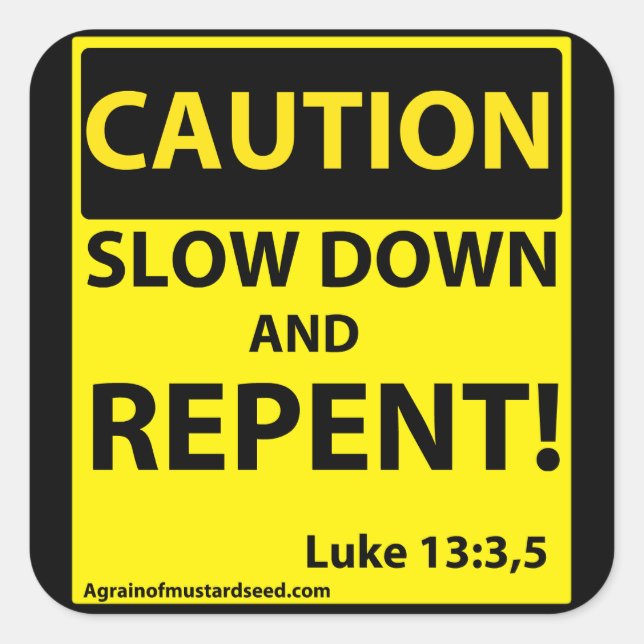 Caution Square Sticker (Front)