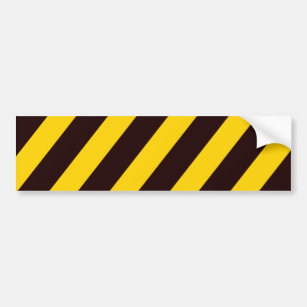 Caution Stripes - Black Yellow - Visibility Hazard Bumper Sticker