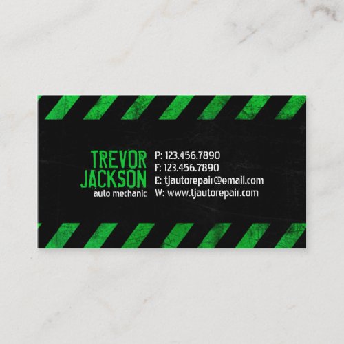 Caution Stripes - Green Business Card Templates