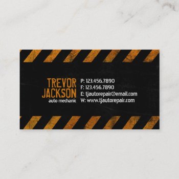 Caution Stripes - Orange Business Card by fireflidesigns at Zazzle