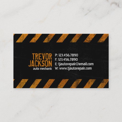 Customizable Caution Stripes - Orange Business Card
