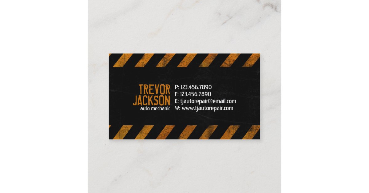 Caution Stripes - Orange Business Card | Zazzle