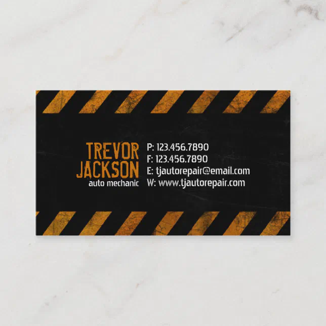 Caution Stripes - Orange Business Card | Zazzle