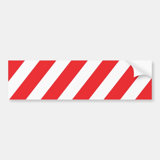 Caution Stripes - Red White - Visibility Safety Bumper Sticker (Front)