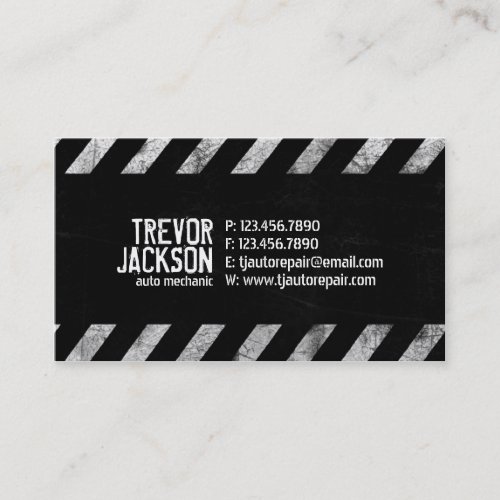 Caution Stripes - White Business Cards