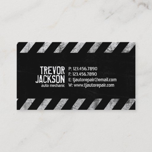 Customizable Caution Stripes - White Business Cards