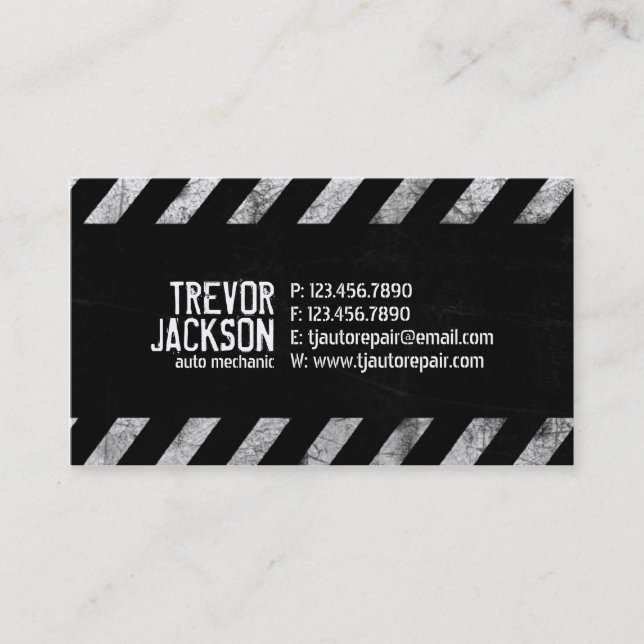 Caution Stripes - White Business Card (Front)
