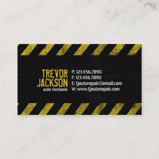 Customizable Caution Stripes - Yellow Business Card