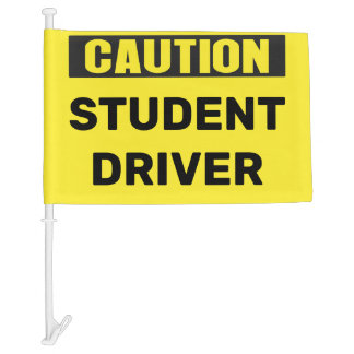 CAUTION Student Driver Car Flag – High-Visibility
