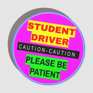 Caution Student Driver For Girls & Women - Pink Car Magnet