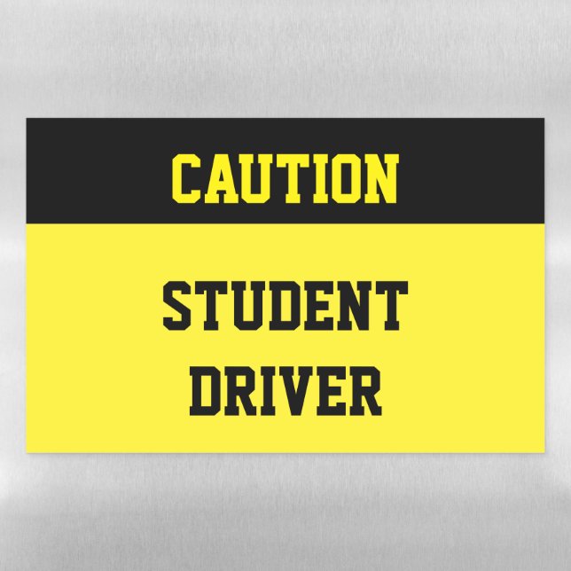 Caution Student Driver Warning Sign Magnetic Dry Erase Sheet (Horizontal)