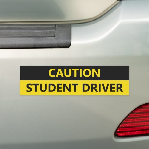 Caution Student Driver yellow black Car Magnet