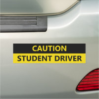Caution Student Driver yellow black custom text