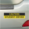 Caution Student Driver yellow black custom text