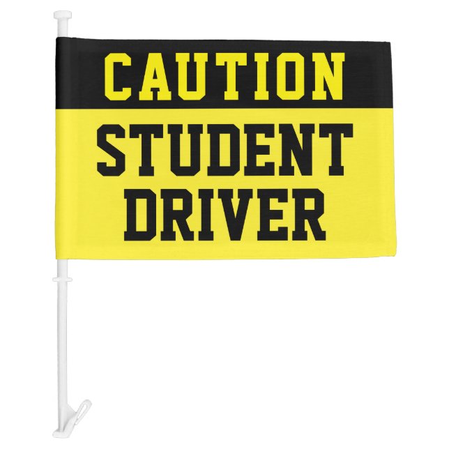 Caution Student Driver Yellow Black Flag (Front)