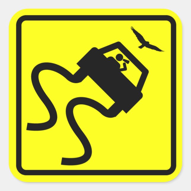 Caution: Swerves for Birds Square Sticker (Front)