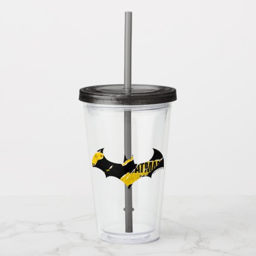 Caution Tape Batman Logo Acrylic Tumbler