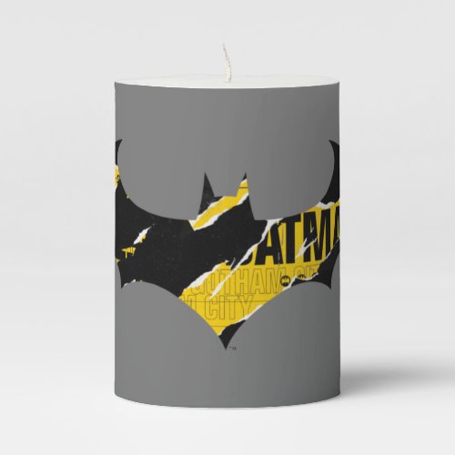 Caution Tape Batman Logo Pillar Candle
