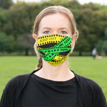 Caution Tape Beware Keep Out Adult Cloth Face Mask by Magical_Maddness at Zazzle