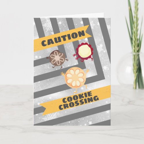 Caution tape Christmas cookie crossing Holiday Card