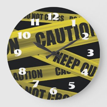 Caution Tape - Clock by fireflidesigns at Zazzle