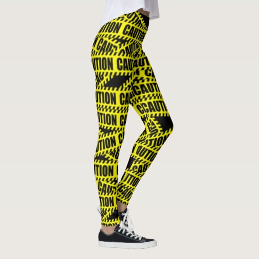 Caution tape design leggings Zazzle
