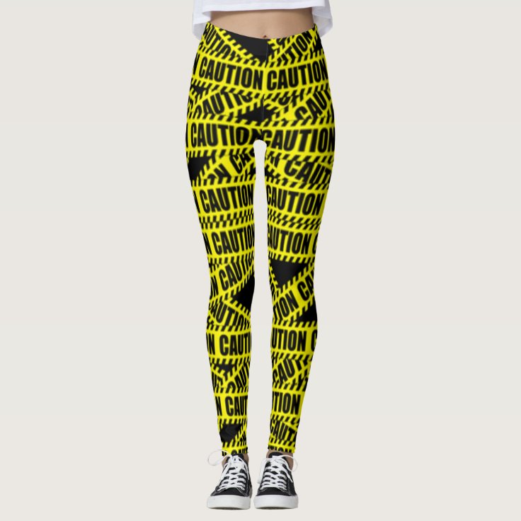 Caution tape design leggings Zazzle