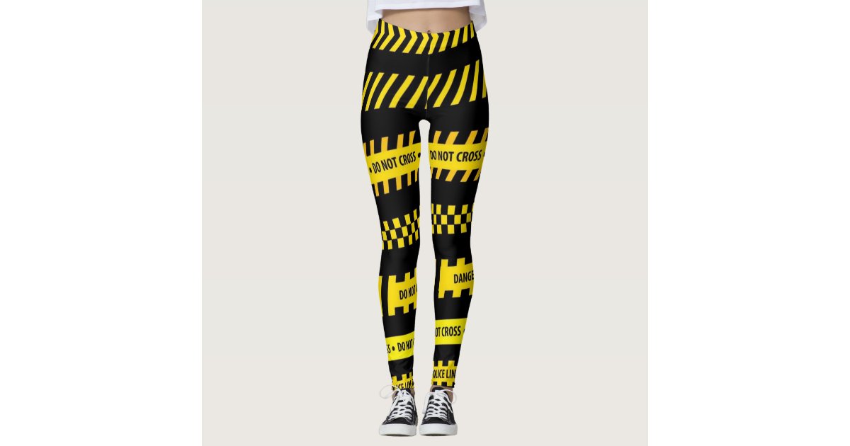 Caution tape design leggings