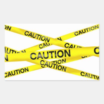 Caution Tape Rectangular Stickers by kinggraphx at Zazzle