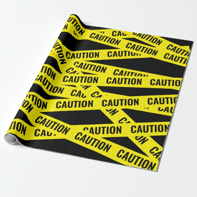 CAUTION! Tape Wrap Design Wrapping Paper (Unrolled)