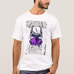 Caution Toxic Society - Skull Gas Mask Grunge T-Shirt